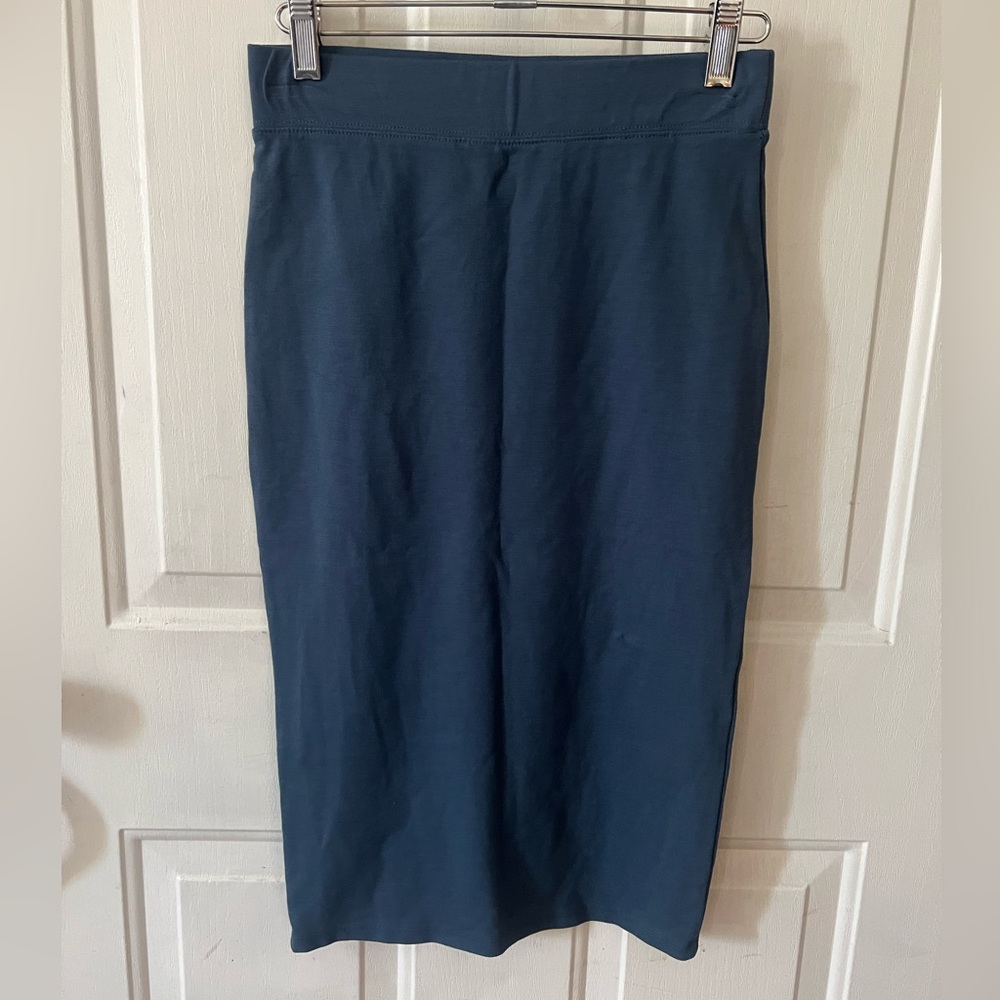 Iris Blue Midi Pencil Skirt for Work